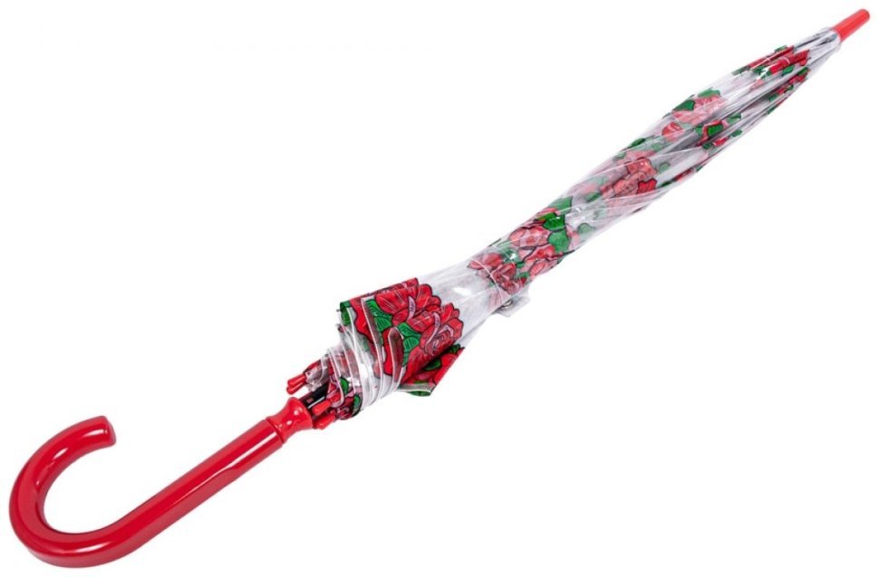 Зонт-трость женский Fulton Birdcage-2 Tattoo Rose (механика, прозрачный с принтом роз) 93884 modnotak фото №4