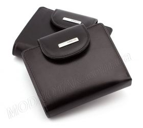 Маленький кожаный кошелек из гладкой кожи черного цвета - Karya 1052-1
