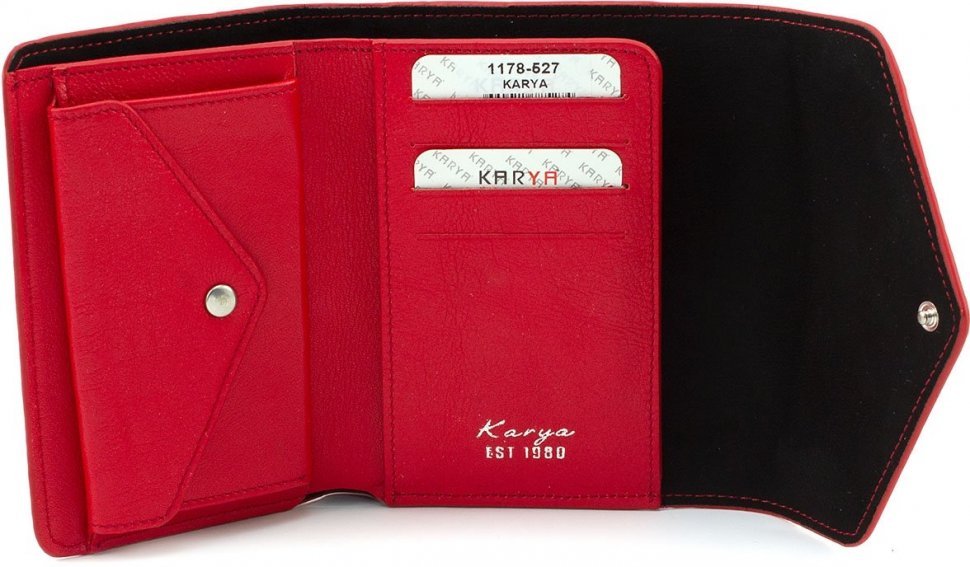 Яскравий червоний гаманець з натуральної шкіри з фактурою крокодила KARYA (19982)