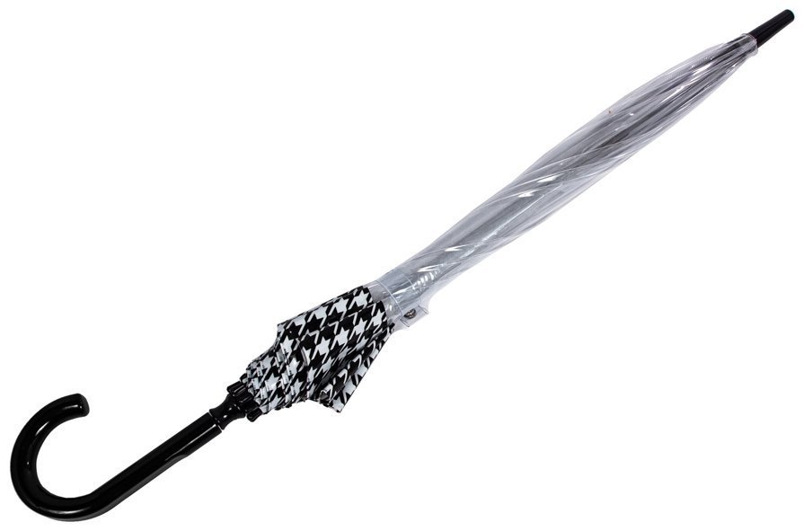 Женский зонт-трость Fulton L042 Birdcage-2 Houndstooth Borde (Прозрачный, механика, принт гусиной лапки) 94084 modnotak фото №6