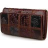 Жіночий коричневий гаманець з натуральної шкіри з візерунком Vintage (14349) - 5
