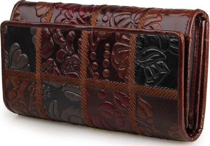 Женский коричневый кошелек из натуральной кожи с узором Vintage (14349)