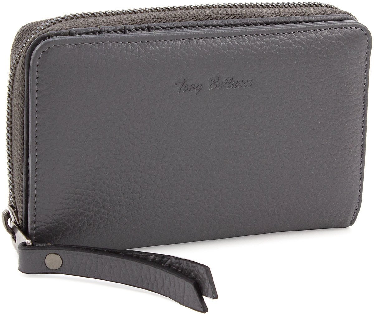 Темно-сірий гаманець вертикального типу з фактурної шкіри Tony Bellucci (10801)