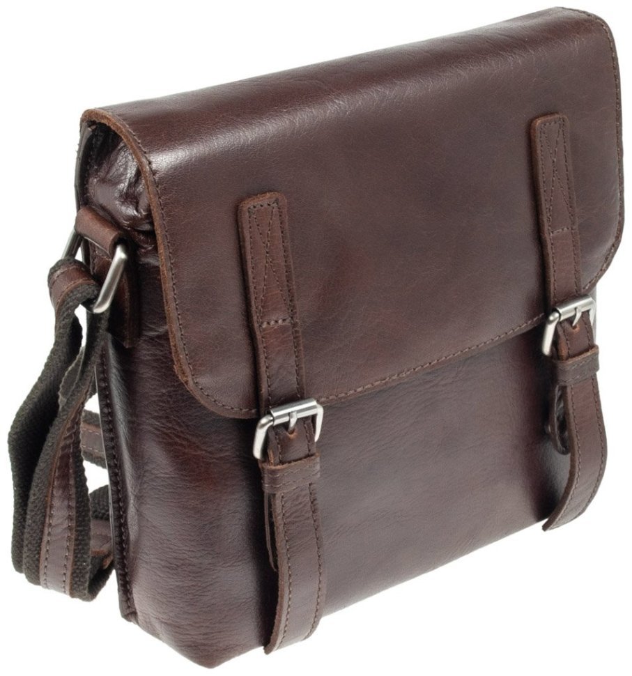 Мужская сумка планшет из натуральной кожи через плече Ashwood F84 коричневого цвета 94384 modnotak фото №2