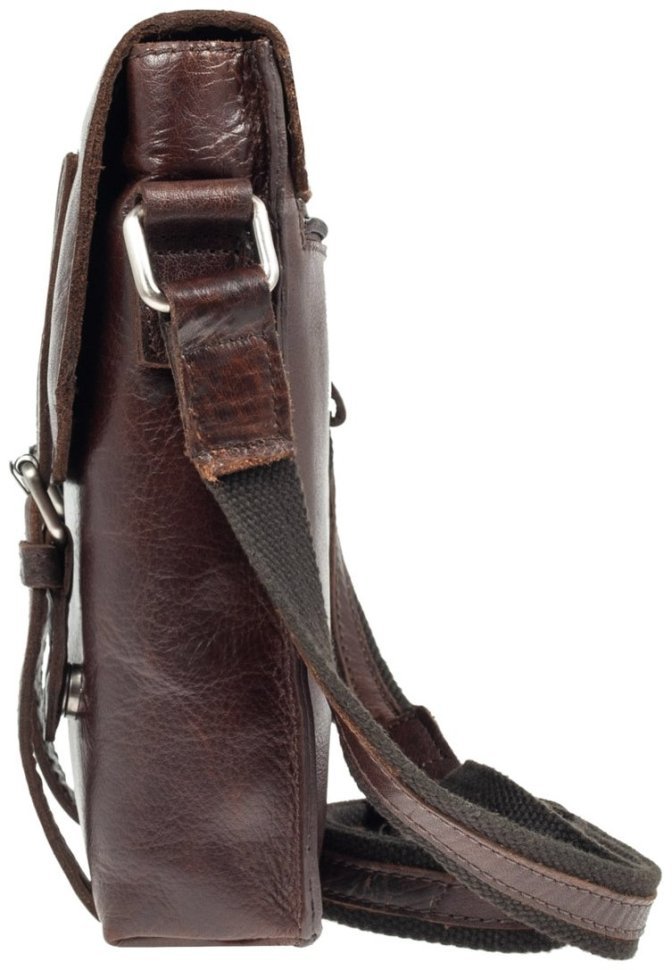 Мужская сумка планшет из натуральной кожи через плече Ashwood F84 коричневого цвета 94384 modnotak фото №5