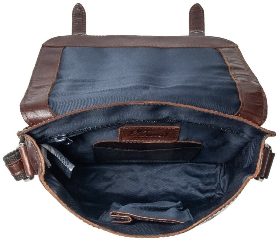 Мужская сумка планшет из натуральной кожи через плече Ashwood F84 коричневого цвета 94384 modnotak фото №8