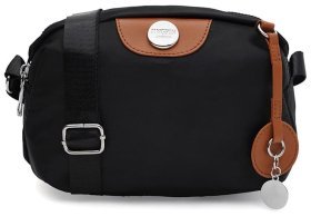 Текстильна кросбоді сумка для жінок з міцного текстилю з рудими вставками Monsen 104484 чорного кольору