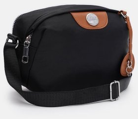 Текстильна кросбоді сумка для жінок з міцного текстилю з рудими вставками Monsen 104484 чорного кольору