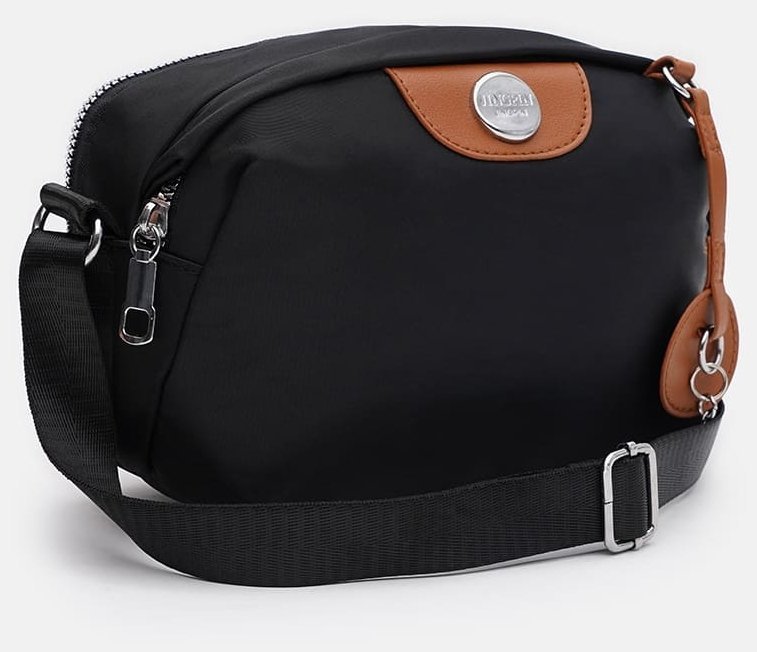 Текстильная кроссбоди сумка для женщин из прочного текстиля с рыжими вставками Monsen 104484 черного цвета фото №2 Текстильная кроссбоди сумка для женщин из прочного текстиля с рыжими вставками Monsen 104484 черного цвета modnotak фото №2