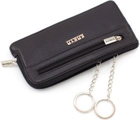 Кожаная черная ключница большого размера из натуральной кожи KARYA (394-45)