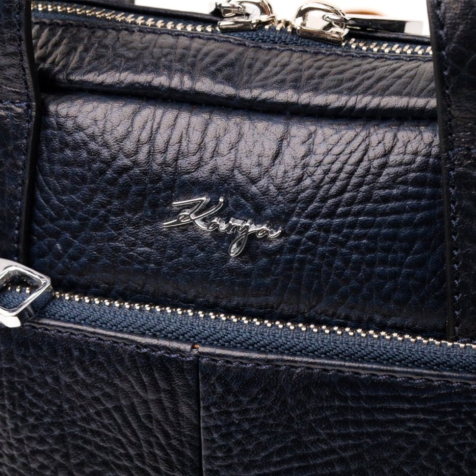 Чоловіча сумка синього кольору з натуральної шкіри з ручками KARYA (2420870)