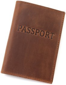 Обкладинка на паспорт із натуральної шкіри Leather Collection 94584 коричневий вінтажний