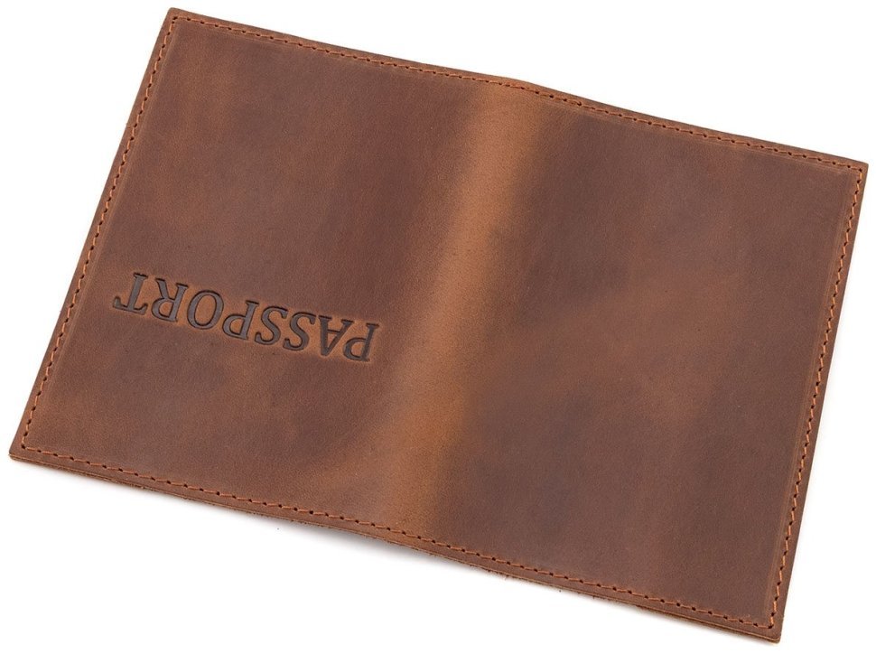 Обкладинка на паспорт із натуральної шкіри Leather Collection 94584 коричневий вінтажний modnotak фото №4