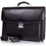 Чоловічий чорний портфель з якісної шкіри з вираженою фактурою Desisan (206-011) - 7