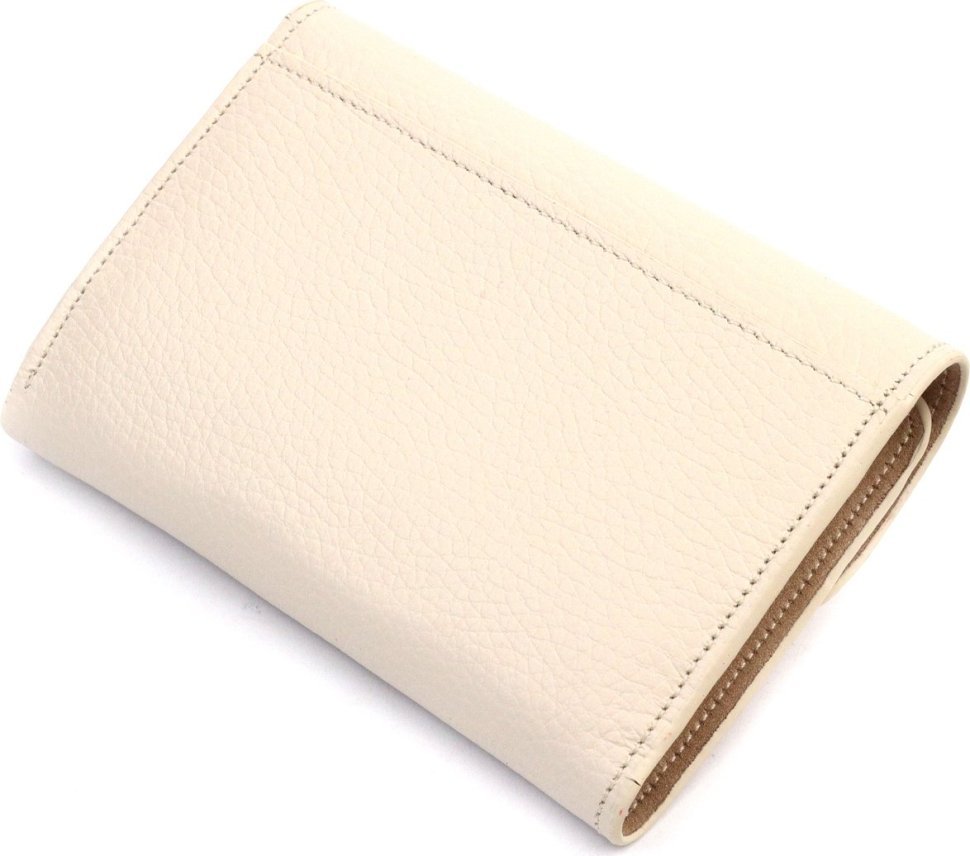 Компактний жіночий гаманець натуральної шкіри молочного кольору з монетницею KARYA (2421070)