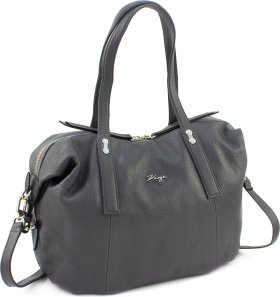 Простора сумка жіноча з натуральної шкіри сірого кольору з ручками KARYA (21032)
