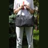 Просторная женская сумка из натуральной кожи серого цвета с ручками KARYA (21032) - 3