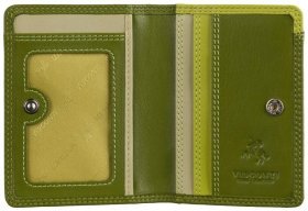 Кожаный картхолдер на кнопке с отделением для банковских карт Visconti RB111 зеленый/разноцветный 95484