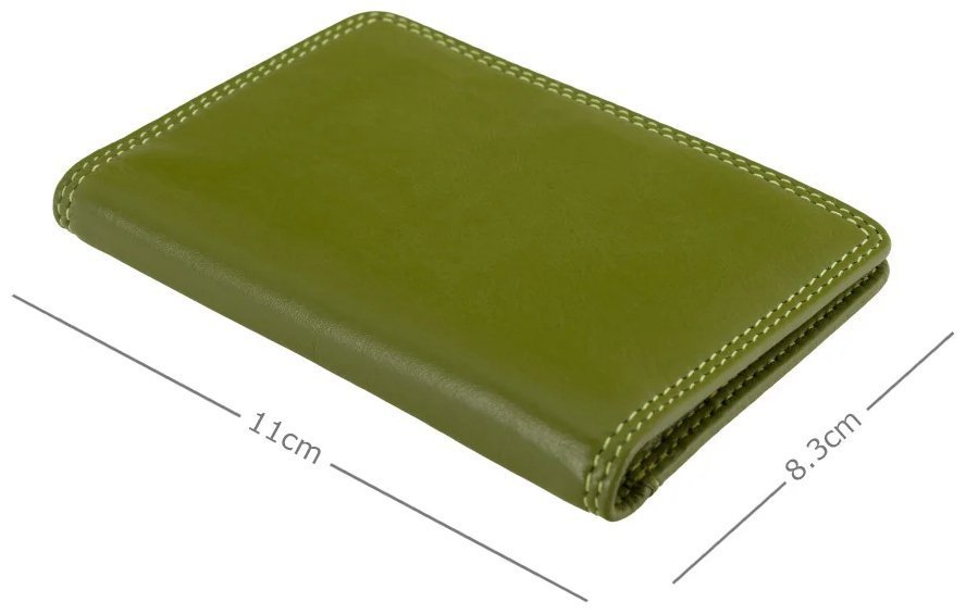 Кожаный картхолдер на кнопке с отделением для банковских карт Visconti RB111 зеленый/разноцветный 95484 modnotak фото №4