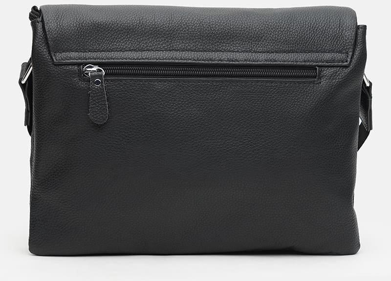 Горизонтальна чоловіча сумка-месенджер із натуральної шкіри чорного кольору Keizer (21364)