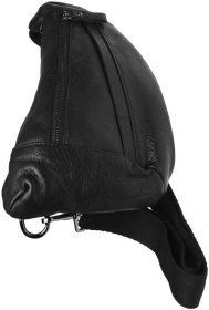 Mужской черный кожаный слинг-рюкзак через плечо Keizer 66284