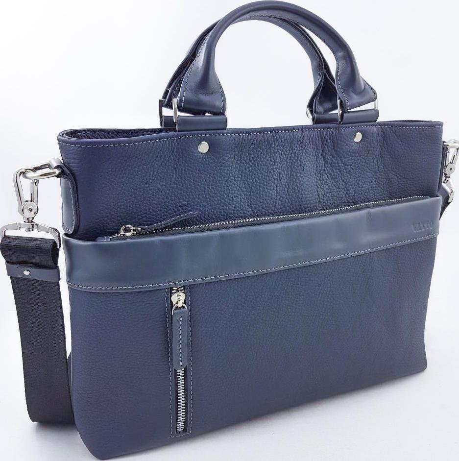 Мужская деловая сумка синего цвета из кожи Флотар VATTO (11925)
