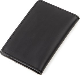 Винтажная обложка для удостоверения из натуральной кожи черного цвета Shvigel (2413944)