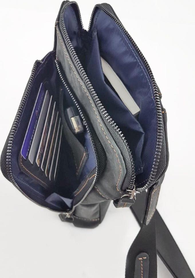 Чоловіча сумка синього кольору зі шкіри VATTO (12125)