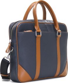 Деловая мужская сумка для ноутбука в сине-рыжем цвете Issa Hara (21192)