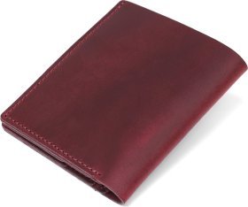 Бордовый женский кошелек из натуральной кожи крейзи хорс на кнопке Shvigel (16499)