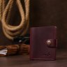 Бордовый женский кошелек из натуральной кожи крейзи хорс на кнопке Shvigel (16499) - 6