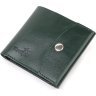 Зелений шкіряний гаманець компактного розміру на кнопці Shvigel (2416619) - 1