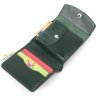 Зеленый кожаный кошелек компактного размера на кнопке Shvigel (2416619) - 3