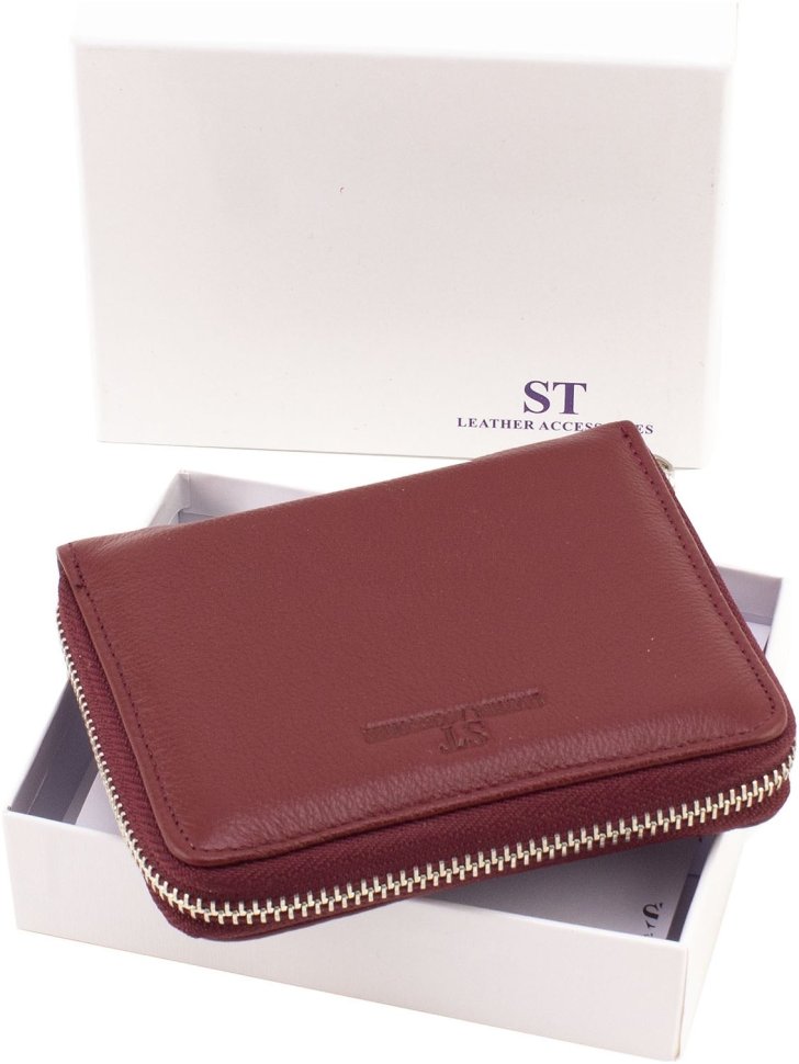 Женский кошелек из натуральной кожи бордового цвета на молнии ST Leather 1767284