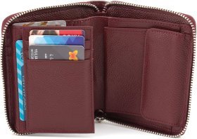 Женский кошелек из натуральной кожи бордового цвета на молнии ST Leather 1767284