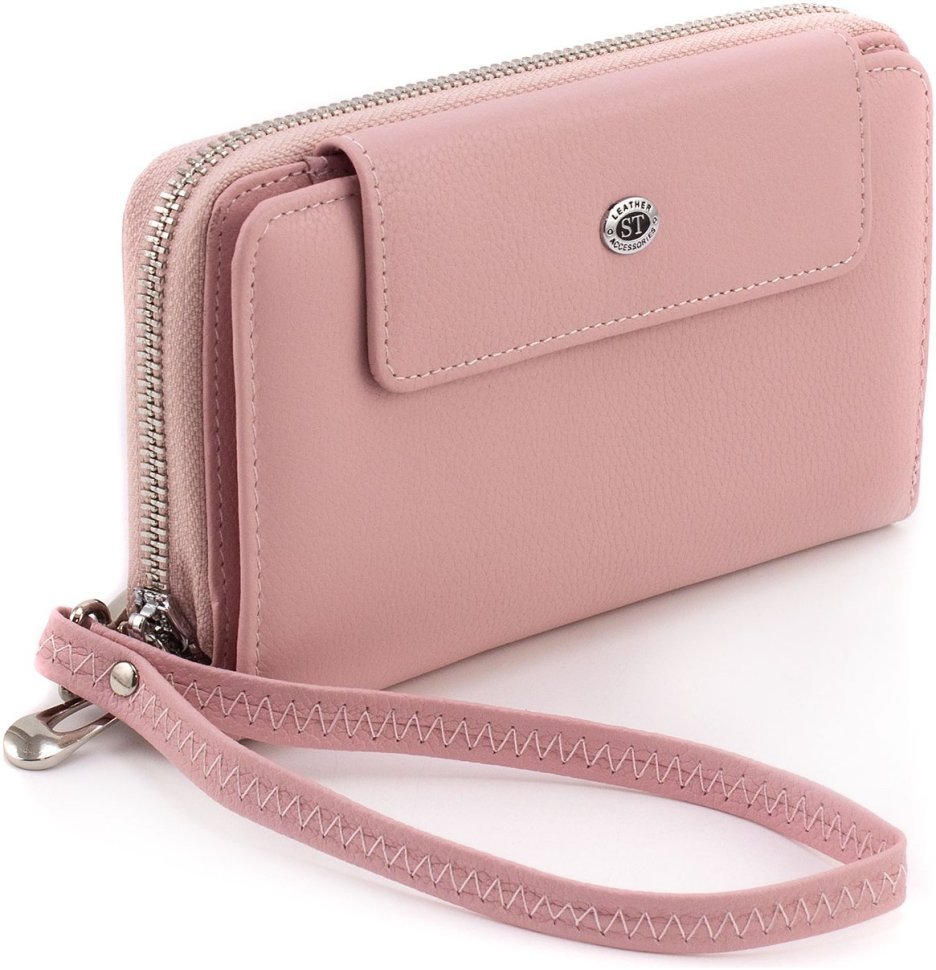 Рожевий жіночий гаманець середнього розміру з натуральної шкіри ST Leather 1767384
