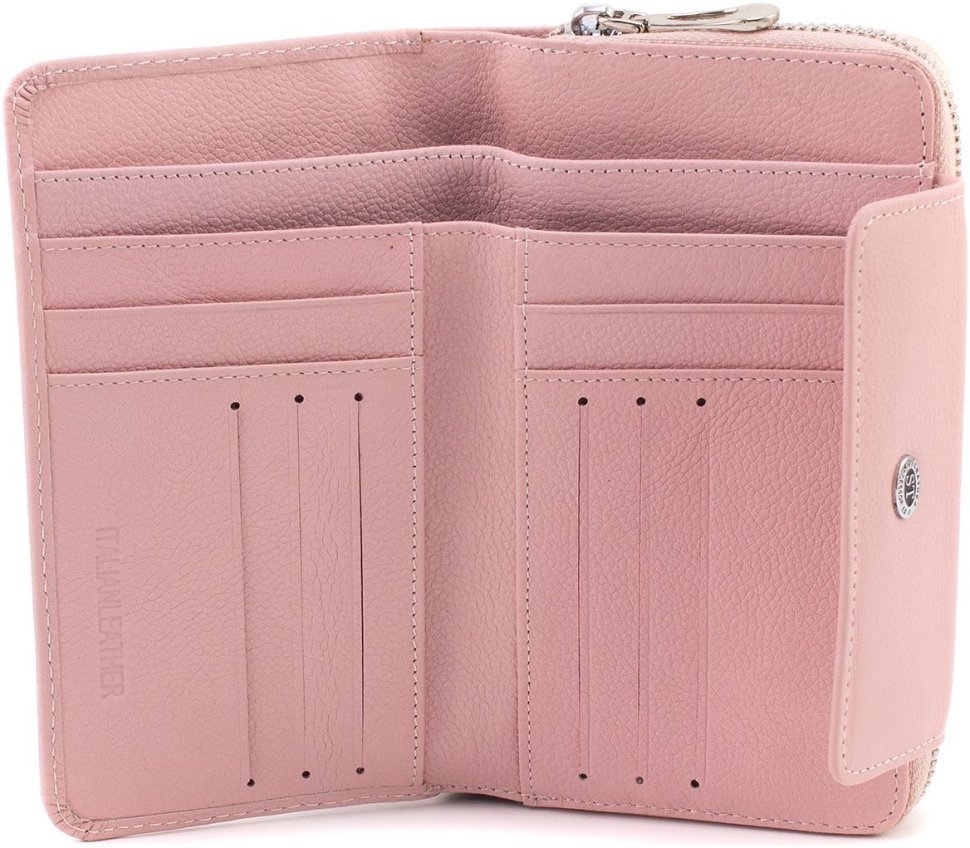 Розовый женский кошелек среднего размера из натуральной кожи ST Leather 1767384