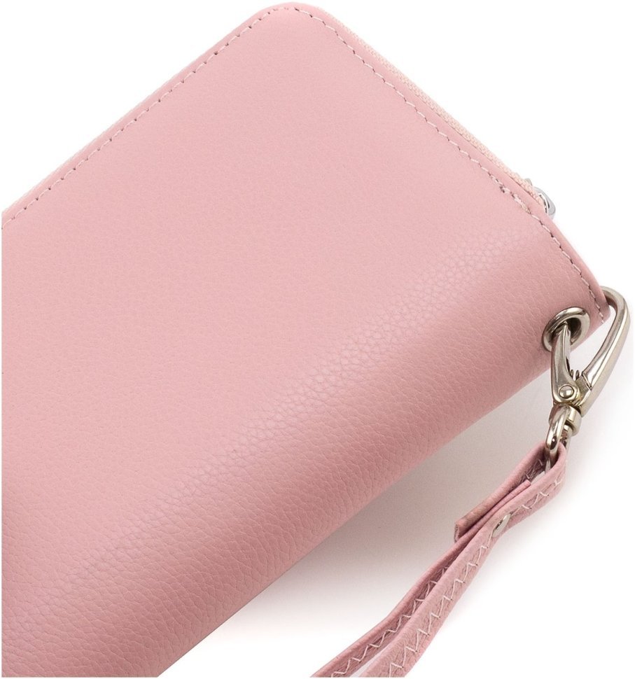 Рожевий жіночий гаманець середнього розміру з натуральної шкіри ST Leather 1767384