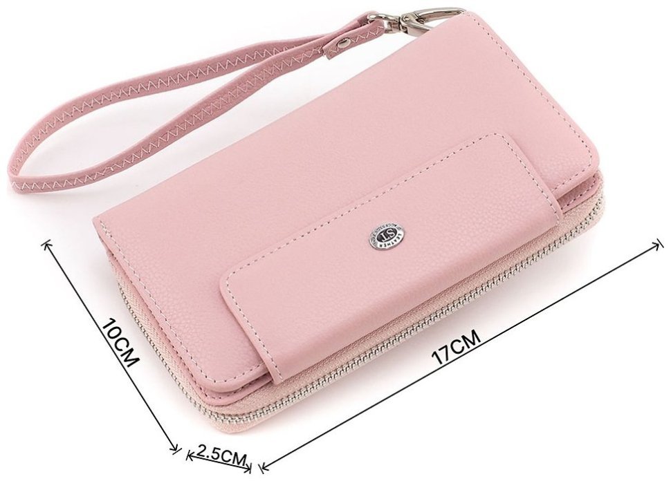 Рожевий жіночий гаманець середнього розміру з натуральної шкіри ST Leather 1767384 modnotak фото №3