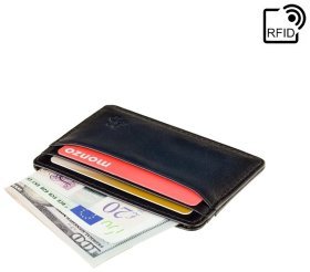 Темно-синий мужской картхолдер маленького размера из натуральной кожи Visconti Evan 77384