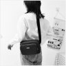 Горизонтальна жіноча сумка-кроссбоді через плече із чорного текстилю Confident 77584 - 2