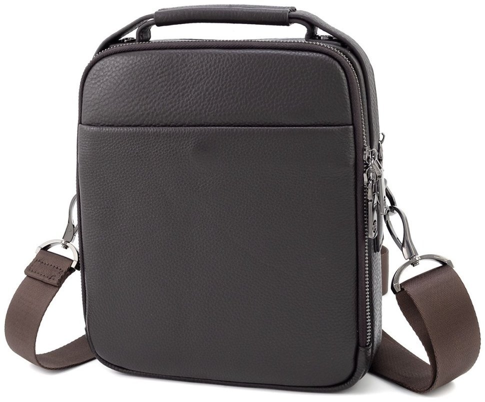 Якісна чоловіча шкіряна сумка-барсетка в коричневому кольорі H.T. Leather 78084