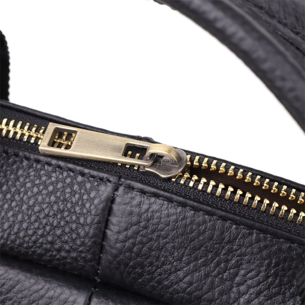 Деловой мужской портфель из фактурной кожи для ноутбука до 15" Vintage 98184 черного цвета modnotak фото №5