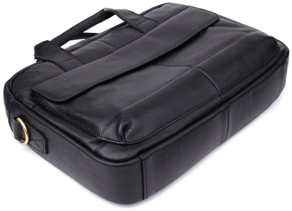Деловой мужской портфель из фактурной кожи для ноутбука до 15" Vintage 98184 черного цвета modnotak фото №6