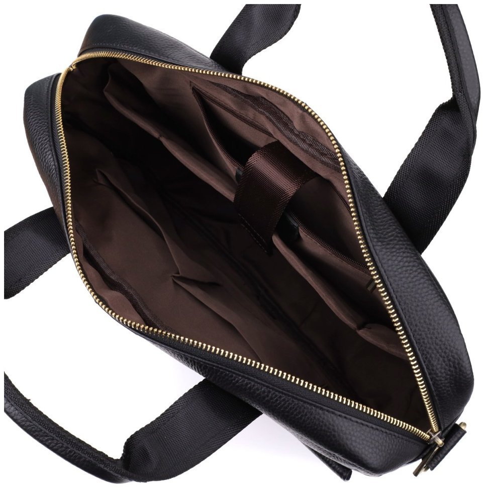 Деловой мужской портфель из фактурной кожи для ноутбука до 15" Vintage 98184 черного цвета modnotak фото №7