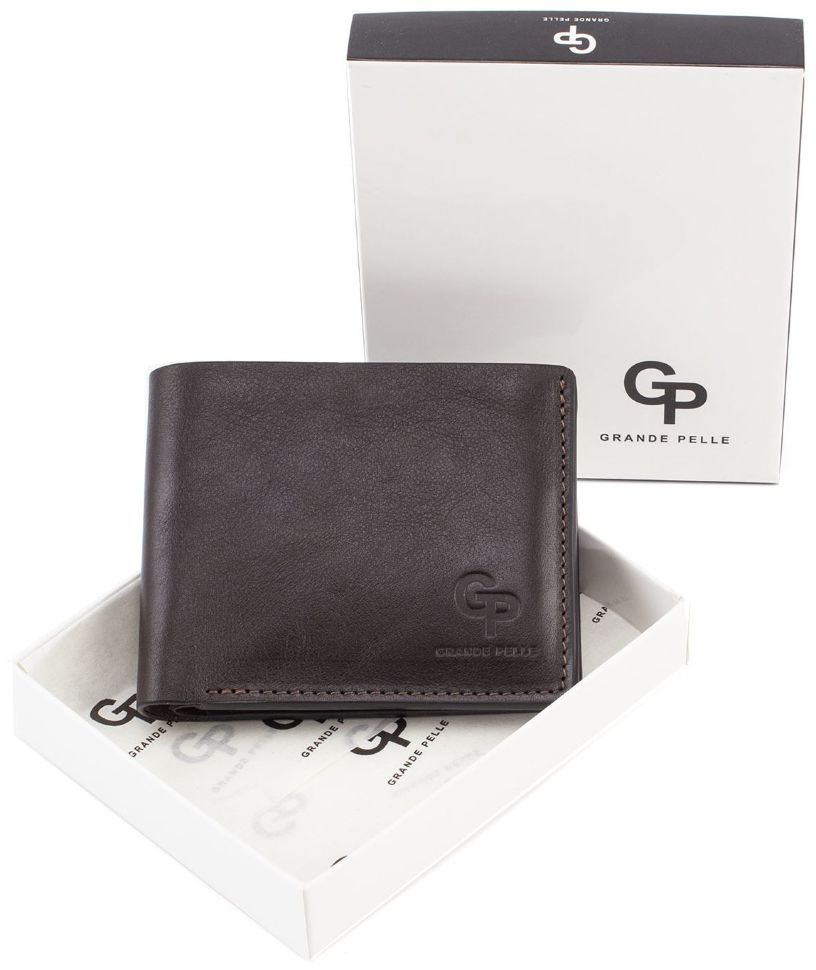 Темно-коричневий гаманець ручної роботи Grande Pelle (13055)
