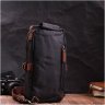 Чорна чоловіча сумка-слінг із щільного текстилю з блискавковою застібкою Vintage 2422187 - 8