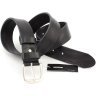 Мужской итальянский ремень из жатой кожи с винтажной пряжкой Gherardini 40739-GH-black черного цвета - 5