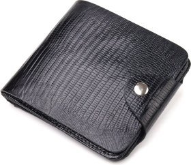 Невеликий чоловічий портмоне чорного кольору з натуральної шкіри з тисненням CANPELLINI (2421575)