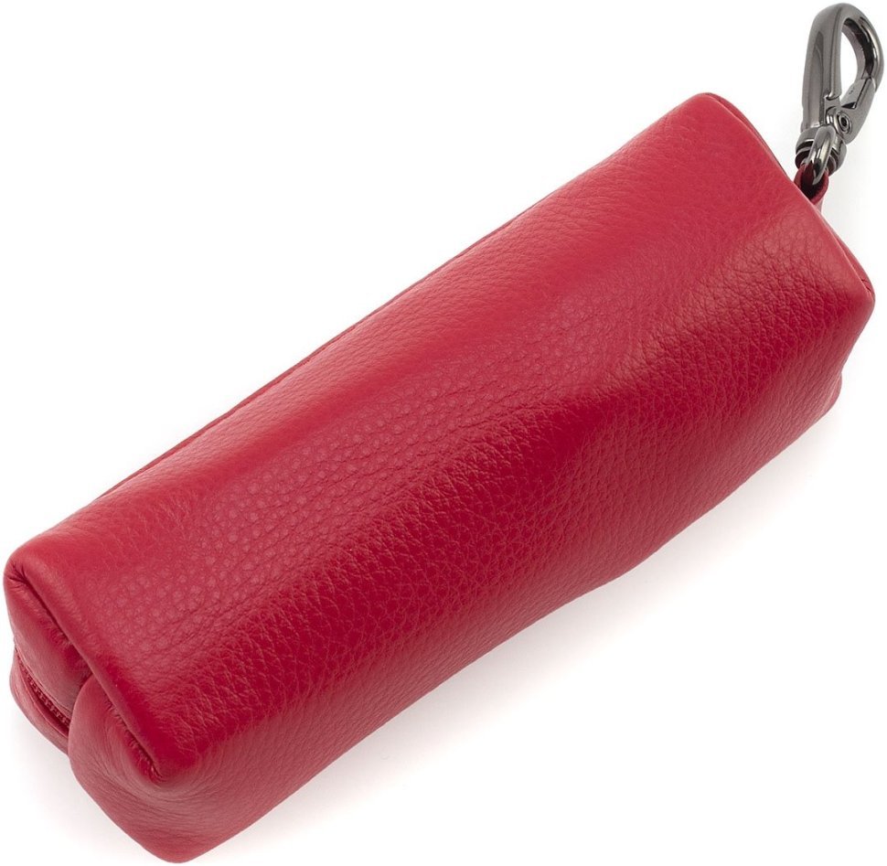Червона жіноча ключниця із натуральної шкіри високої якості на блискавці Marco Coverna 68684